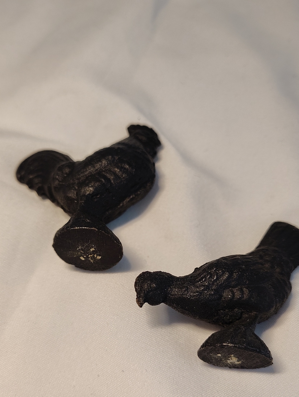 Vintage Cast Iron Rooster and Hen Figurines Set